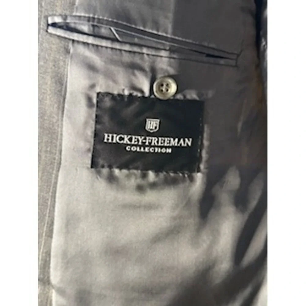 Hickey Freeman Wool Pinstripe Blazer‎ Mens 46R Gray Made in USA